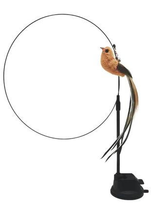 Игрушка для кошек sv удочка-дразнилка с птичкой на присоске коричневый (sv3544)