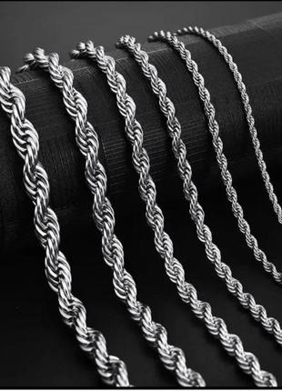 Ланцюжок на шию медична сталь медичне срібло плетений ланцюжок цепочка жгут джгут медзолото1 фото