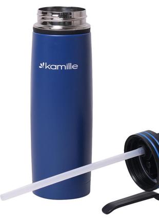 Спортивный термос-бутылка kamille km-2058 500мл синий2 фото