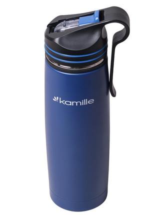 Спортивный термос-бутылка kamille km-2058 500мл синий3 фото