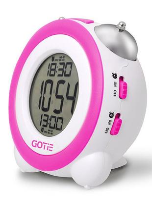 Електронний будильник gotie gbe-200f білий-фіолетовий1 фото