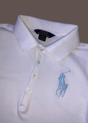 Белоснежная тенниска polo ralph lauren с великим всадником 🩵🤍2 фото