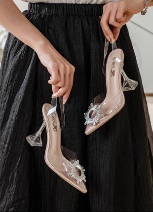Туфли на каблуке прозрачные серебро 
женские, силикон +еко-кожа10 фото