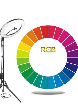 Кольоровий led лампа rgb ring light 30 см з тримачем під телеф...6 фото