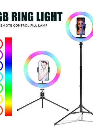 Кольоровий led лампа rgb ring light 30 см з тримачем під телеф...7 фото