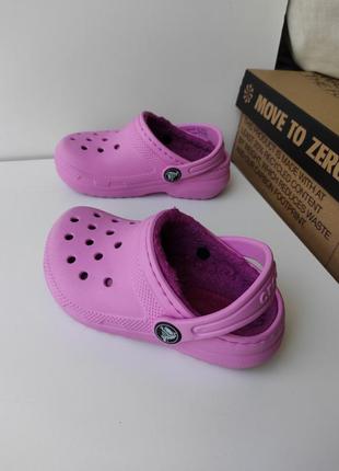 Crocs lined clog сабо на девочку р. с8 утепленные на флисе подкладка7 фото