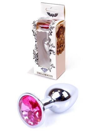 Анальна пробка - jewellery silver plug pink
