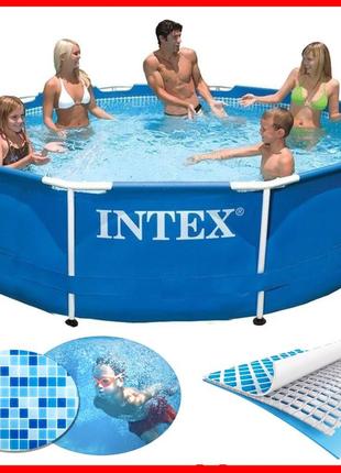 Круглий каркасний басейн intex 28200 великий сімейний збірний інтекс мобільний дитячий пвх розбірний