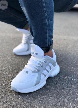 Кроссовки мужские adidas white, белые (адидас, адидасы, беговые, летние, текстильные)3 фото