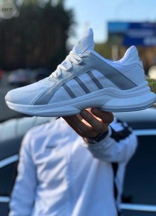 Кроссовки мужские adidas white, белые (адидас, адидасы, беговые, летние, текстильные)