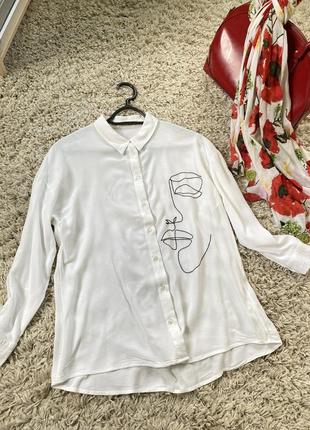 Базовая белая рубашка /блуза с вышивкой ,grain de malike,p.38-403 фото