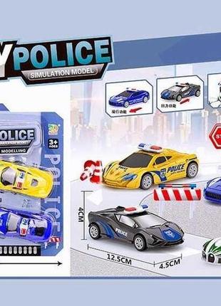 Набір машин bq 600-49 (96/2) 4 штуки, поліція, інерція, на листі