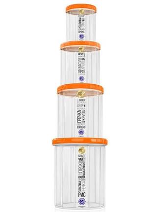 Контейнеры пищевые с резьбой 4пр/наб 650мл/1.0л/1.5л/2.0л d14*...