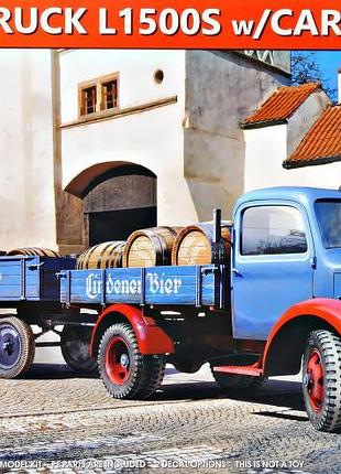 Немецкий грузовик l1500s с грузовым прицепом