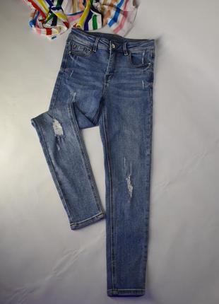 Эластичные но плотные джинсы с рванками zebra2 фото