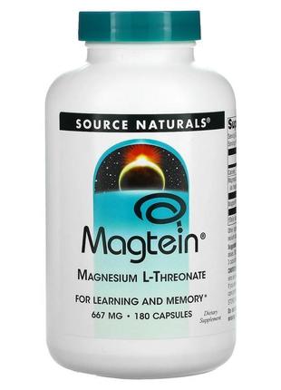 Source naturals, magtein, магній l-треонат, 667 мг, 180 капсул