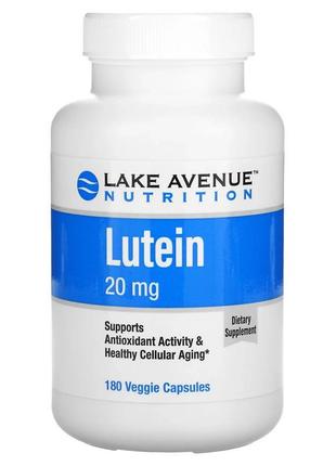 Lake avenue nutrition, лютеїн, 20 мг, 180 рослинних капсул