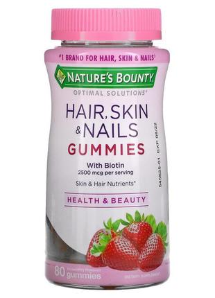 Nature's bounty, optimal solutions, hair, skin & nails, strawb...