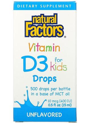 Natural factors, вітамін d3 у краплях для дітей, без добавок, ...