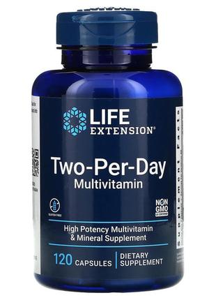 Life extension, two-per-day multivitamin, 120 capsules