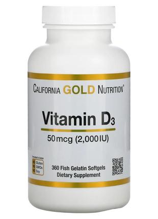 California gold nutrition, вітамін d3, 50 мкг (2000 мо), 360 к...