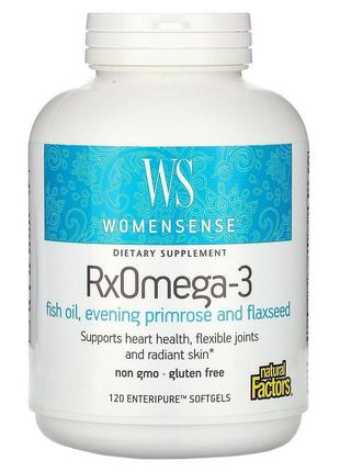 Natural factors, womensense, rxomega-3, 120 м’яких таблеток en...