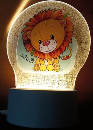 Настільний нічник  3d лев
