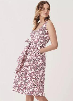 Шикарное розовое платье/платье в цветочный принт crew clothing company. англия.