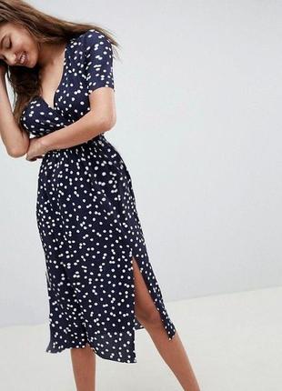 Розпродаж сукня asos міді плісирована в горошок з розрізом1 фото