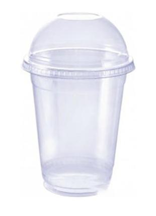 Рет стакани пластикові 420 мл з купольною кришкою з отвором (к...