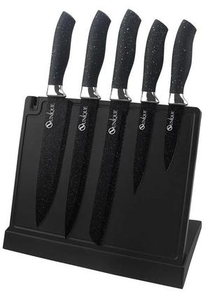 Набір кухонних ножів із неіржавкої сталі з магнітною підставко...9 фото
