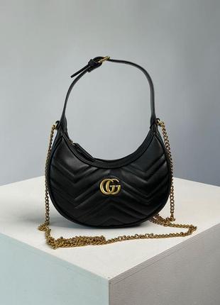 158753243 gucci half moon marmont leather shoulder bag 3590 Gucci side slit longline skirt