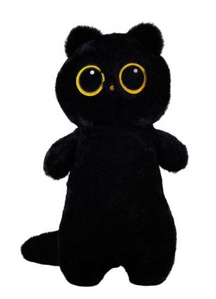 Подушка обіймашка чорний кіт "лупоглазик" 40см дитяча м'яка іг...1 фото
