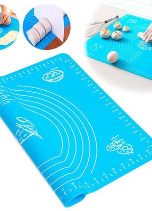 Силіконовий килимок для розкочування тіста 30х40 см блакитний,...1 фото