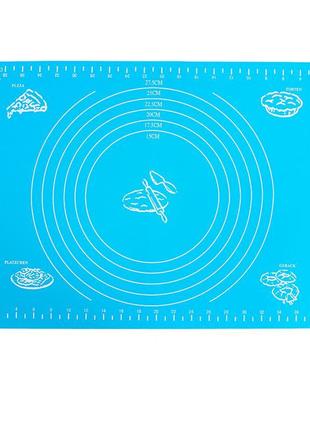 Силіконовий килимок для розкочування тіста 30х40 см блакитний,...4 фото