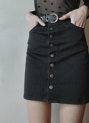 Винтажная джинсовая юбка на пуговицах2 фото