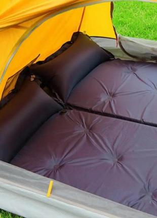 Надувний матрас в палатку чорний/темно-зелений 180х60см, надув...7 фото