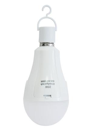 Смарт лампочка з акумулятором led intelligent bulb 20w біла, л...2 фото