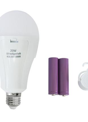 Смарт лампочка з акумулятором led intelligent bulb 20w біла, л...3 фото