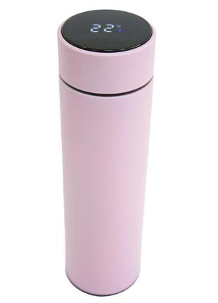 Металевий термос з датчиком температури led дисплеєм - рожевий...2 фото