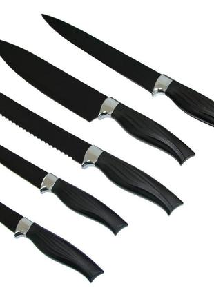 Набір кухонних ножів чорні 6 шт., кухонні ножі, ніж для чищенн...4 фото