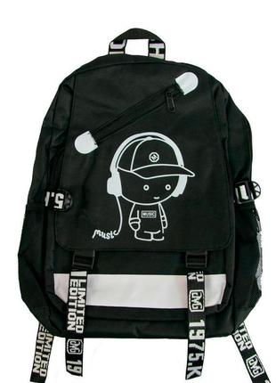 Рюкзак чорний backpack шкільний портфель для підлітків дівчато...
