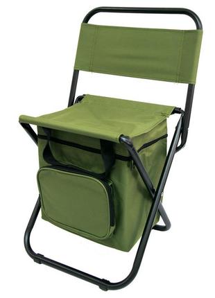 Розкладний стілець туристичний з термосумкою, зелений стільчик...2 фото