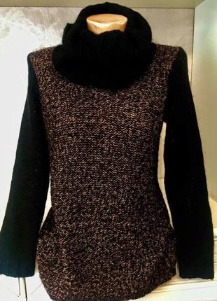 Шикарный брендовый шерстяной свитер с люрексом