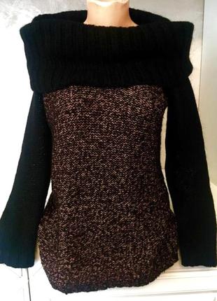 Шикарный брендовый шерстяной свитер с люрексом