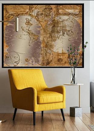 Картина "карта світу" з ультрафіолетовим фотодруком на дзеркал...