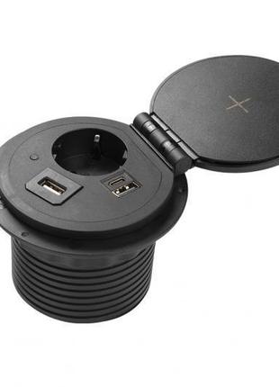 Вбудована розетка gtv charger plus горизонтальна 1 вилка, usb ...