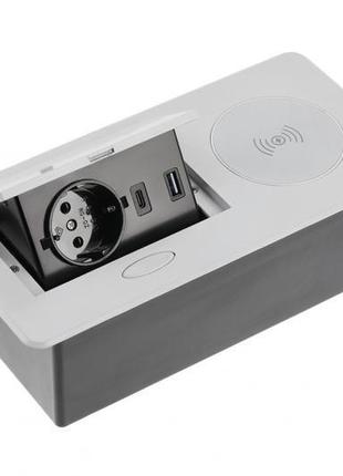 Вбудована розетка gtv avaro+ горизонтальна 1 вилка, usb а+с, і...