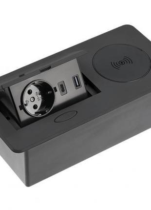 Вбудована розетка gtv avaro+ горизонтальна 1 вилка, usb а+с, і...