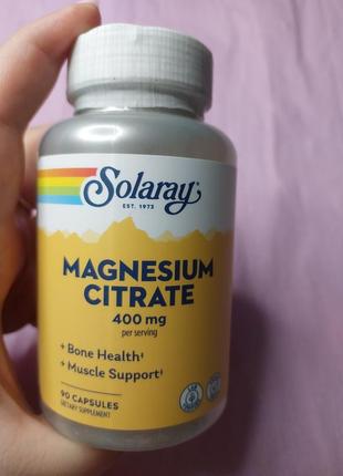 Solaray magnesium citrate 400mg соларей, цитрат магния, 400 мг, 90 капсул (133 мг в 1 капсуле)1 фото